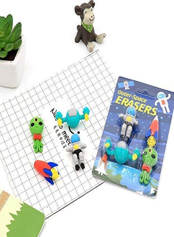Crackles Cutest Global Astronaut Outer Space Solar Pattern Erasers - Set of 4 for Birthday Gifts for Kids (Total 16 Erasers) for Birthday Return Gifts - Image 4